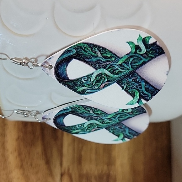 MENTAL HEALTH AWARENESS WOOD DROP EARRINGS - Picture 6 of 7